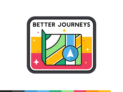 Better Journeys badges badge branding compas design icon icon set illustration journey logo mark navigation outdoor road sunset travel typography ui ux vector way
