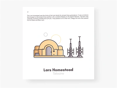 Lars Homestead architecture badge building design disney farm home icon icon set illustration jakku jedi landscape lars homestead movie ray star wars tatooine the force awakens vector