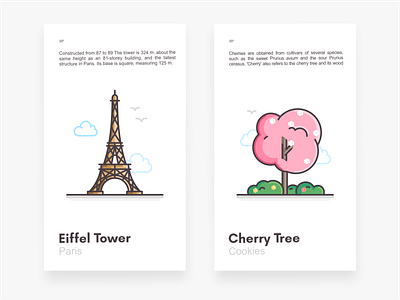 Eiffel Tower & Cherry Tree architecture branding building cherry tree cityscape design eiffel tower france icon set illustration landmarks monument nature outside paris tower travel tree typography vector