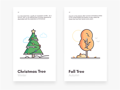 Christmas & Fall trees autumn branding christmas decorated design fall forest icon icon set illustration landscape nature outdoors pine season summer tree vector winter woods