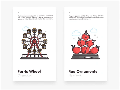 Ferris Wheel & Red Ornaments branding chernobyl christmas city design ferris wheel fun icon icon set illustration landscape location new york outdoors place season vector winter