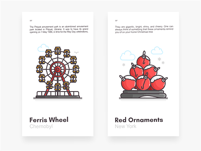 Ferris Wheel & Red Ornaments branding chernobyl christmas city design ferris wheel fun icon icon set illustration landscape location new york outdoors place season vector winter