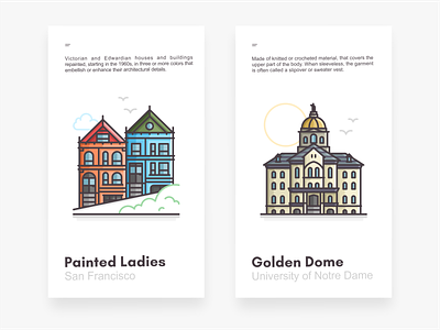 Painted Ladies & Golden Dome architecture branding buildings city cityscape design house icon icon set illustration landmarks location notre dame outdoors painted ladies place san francisco vector