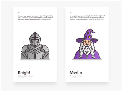 Knight & Merlin armor branding characters design face fantasy icon icon set illustration knight knighthood mage spell magic magician medieval merlin portrait spell vector wizard