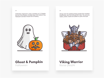 Ghost & Viking axe branding cartoon characteres design ghost halloween holiday icon icon set illustration norse peoples pumpkin scary spooky vector viking warrior weapon