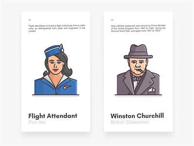 Flight Attendant & Winston Churchill branding british character design face flight flight attendant icon icon set illustration minister pan am smoke vector winston churchill world war