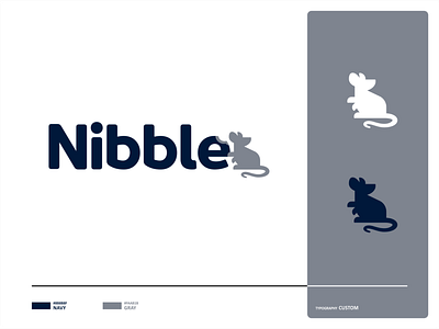 Nibble brand branding cartoon cheesy design font icon illustration logo logotype mark mascote mouse nibble rat rodent symbol typo typography vector