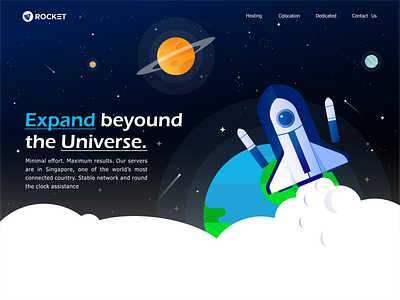 Expand beyound astronaut branding character design editorial expand illustration lanch moon nasa planet rocket satelite spaceship spacex star typography universe vector web page