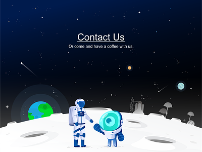 Contact Us aliens astronaut branding characters contact us cute cartoon design earth editorial icon icon set illustration mars nasa planets space spacex stars vector web page