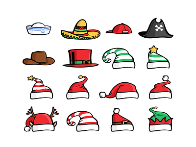 Santa hats branding character christmas design hats icon icon set illustration mexico new year nft pirate santa santa clause see star vector xmas
