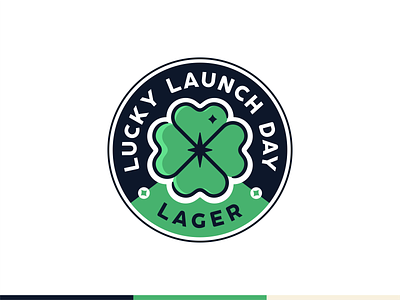 Lucky Launch Day badge beer clover craft beer design flower font identity illustration irish lager lanch day leaf clover logo lucky mark pin shamrock symbol typo