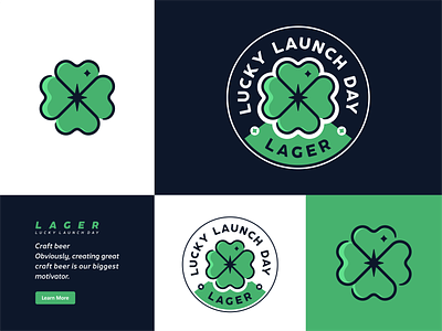Lucky Launch Day badge branding design font icon icon set illustration indentity irish leaf clover logo lucky mark shamrock symbol typo typography ui ux vector