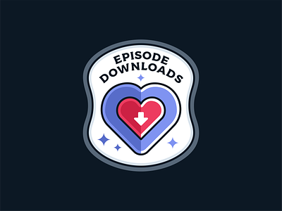 Episode Downloads achivement badge branding design downloads episode heart icon icon set logo love mark online platform podcast stream streaming symbol typography vector
