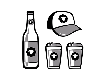 Black Sheep Merch beer bottle branding craft beer design dring enjoy hat icon icon set illustration ipa mark merch merchendise shop symbol vector web icons