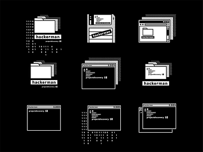 Hackerman project 80s abstract branding design develop developer flopy hacker hacking icon icon set illustration logo matrix retro software typography vector web