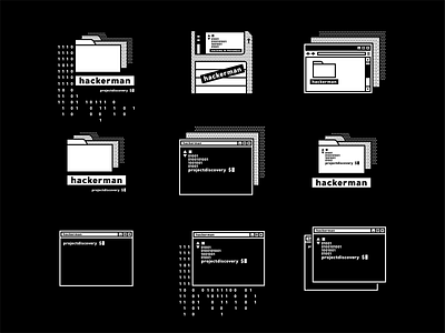 Hackerman project 80s abstract branding design develop developer flopy hacker hacking icon icon set illustration logo matrix retro software typography vector web