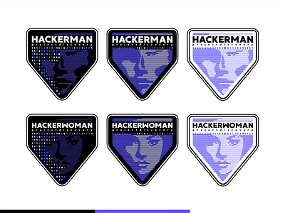 Hackerman badge abstract badge branding design develop face icon icon set illustration logo man mark matrix numbers portrait sticker symbol typography vector woman