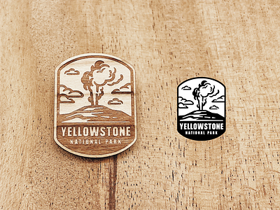 National park Yellowstone badge caynon design hiking icon icon set illustration landscape location national park nature outside pin river sticker travel vector wood wood pins yellowstone