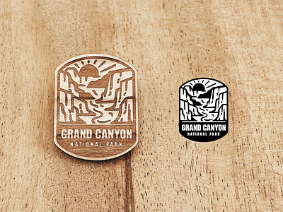 National park Grand Canyon badge camping caynon design grand canyon hiking icon set icons illustration landscape location mountain national park nature outside park river travel usa wooden pin