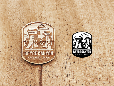 National park Bryce Canyon badge bryce canyon camping canyon design hiking icon set illustration landscape locations mountain national park nature outside river rocks travel usa vector wood pin