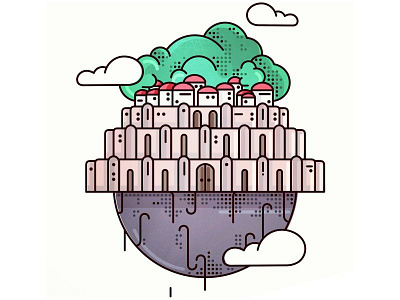 Castle in sky!! Miyazaki 1986!! anime castle dots fly simple sky