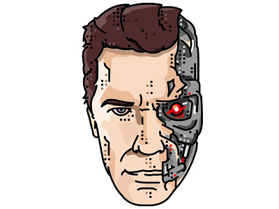 Terminator!! Arnold Schwarzenegger!! character flat illustration movie portret robot simple terminator time travel