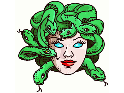 Medusa!! character greek green illustration medusa mitology old portret rock simple snake sticker