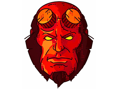 Hellboy!! character comic design draw face hellboy hero portret red sticker vector