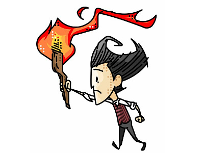 Dont Starve!! alone character dark game line simple starve vector