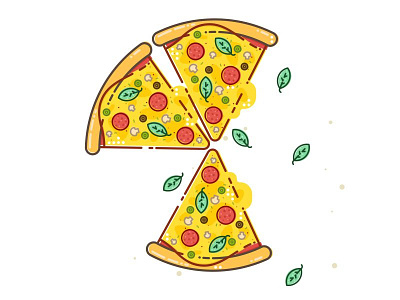 Pizzza ..:) cheese flat food halftone illustration pepperoni pizza project slice style tasty