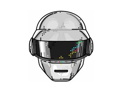 Daft Punk !! Silver Hamlet !! band daft punk electro electronic helmet illustration logo music musician portret record robot