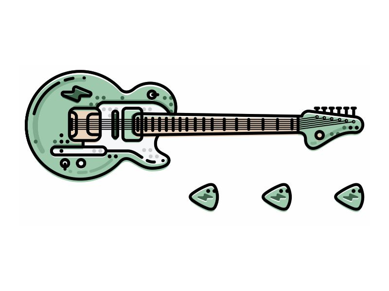 Guitar record logo simple line band concert electro music marshall pick rock guitar