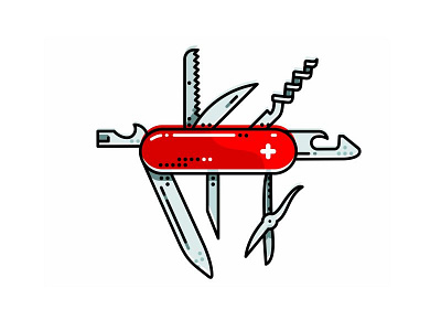 Swiss Army Knives Dribbbler bundle icon illustration knife line pocket knife swiss swiss army knife