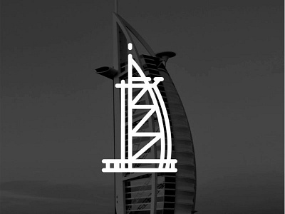 Dubai !! Burj Al Arab !! black building burj al arab dubai illustration landmark line vector