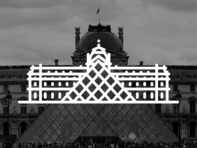 France !! Louvre Museum !! black building creative france icon illustration landmark line louvre museum paris vector