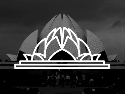 India !! Lotus Temple !! black building creative icon illustration india landmark line lotus temple vector