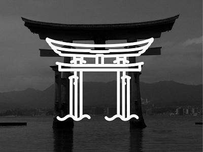 Japan !! The Giant Torii Gate !! black building creative gate icon illustration japan landmark line torii vector
