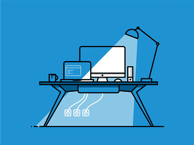 Blue animation art coffee design desk desktop draw laptop minimal programer simple work