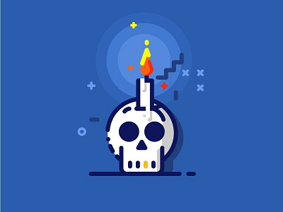Skull 3 black blue candle dead halloween head illustration light logo skull skullz vector