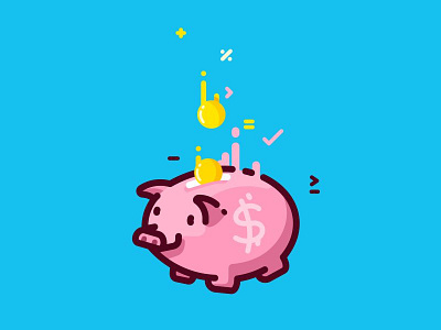 Piggy Bank animal art cute design dollar icon icons illustration logo money pig softfacade