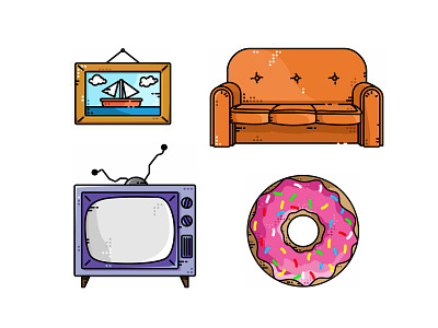 Simpsons Icons bart bed cartoon characters couch design homer icon picture simpsons tv vector