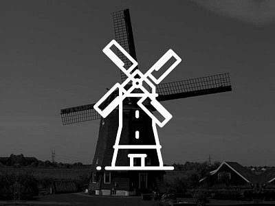 Windmill in Amsterdam apps building graphic icons landmark pictogram tourism travel turist vector web