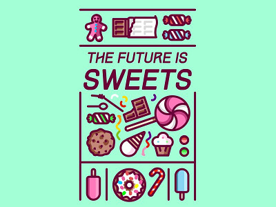 The Future is SWEETS caramel cream cupcake donut drink food icon illustration lollipop sweet syrup texture