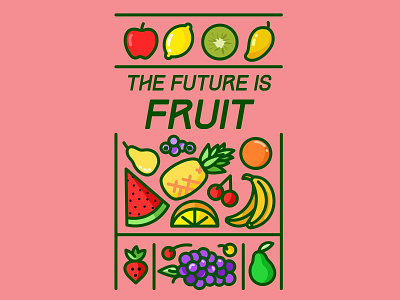 Future is Fruit colorful farm flat food fruits icon icons minimal set sketch vector vegan