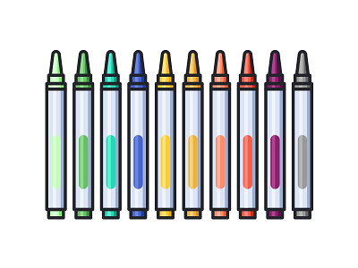 Crayons art brush crayon icons illustration marker pen pencil tool vector