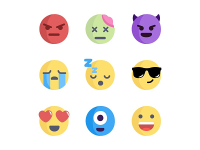 Emoji No.1 set 2d after effects alien animation character design emoji faces flat illustrator love zombie