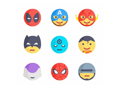 Emoji No.2 batman captain america deadpool emoji faces flash flat robocop spiderman sragon ball superman watchman