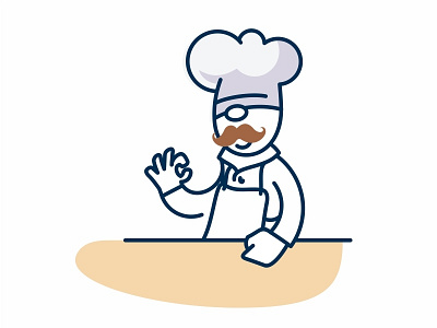 Illustration for a client 2 character chef cook cooking eat flat food kitchen line social table twitter