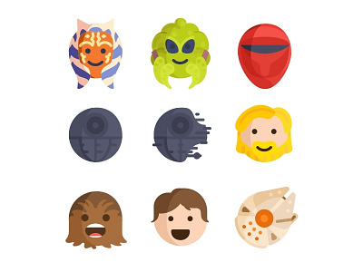 Emoji No.17 c3po chubaka darthvader hansolo millennium falcon r2d2 ship space star starwars stormtrooper wooki