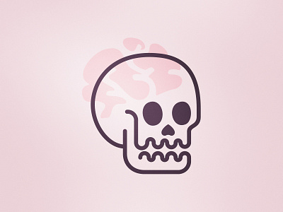 Skull brain death design head icon illustration layout mark pink poster skull smart
